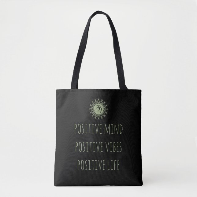 Bolso De Tela Las mentes positivas de Om y Mandala verdes (Anverso)