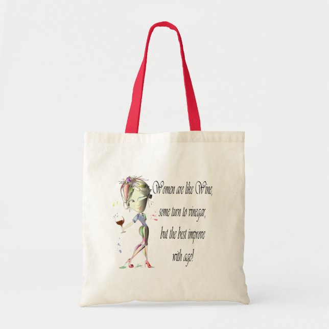 Bolso De Tela Las mujeres son como el vino, regalos chistosos (Frente)