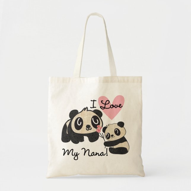 Bolso De Tela Las pandas I aman a mi Nana (Frente)