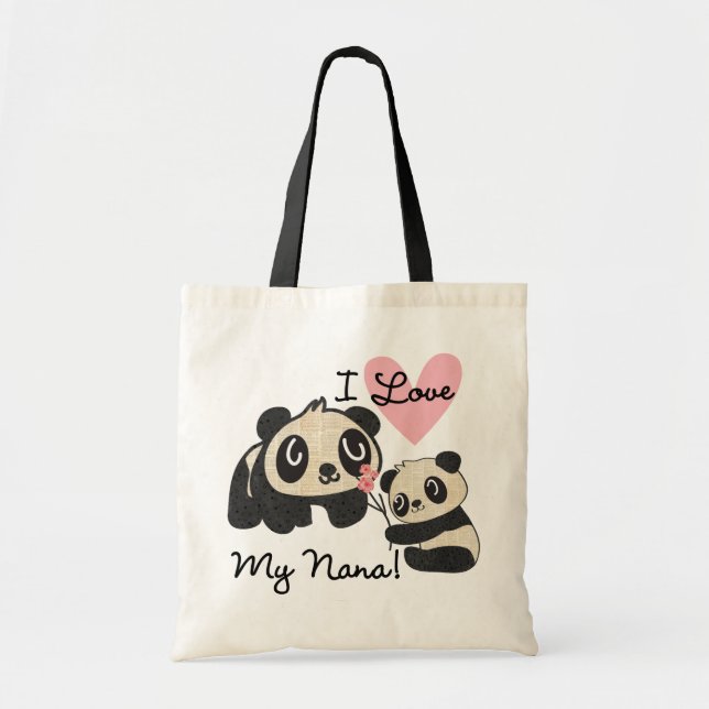 Bolso De Tela Las pandas I aman a mi Nana (Frente)