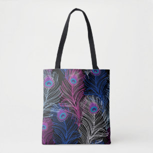 Bolso De Tela Las plumas de pavo real son oscuras: un hermoso di