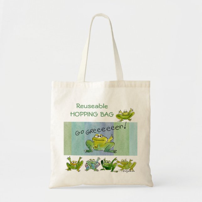 Bolso De Tela Las ranas divertidas del dibujo animado van la (Frente)