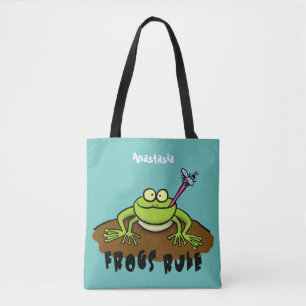 Bolso De Tela Las ranas gobiernan personalizado de rana verde di