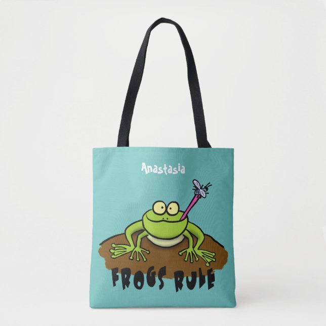 Bolso De Tela Las ranas gobiernan personalizado de rana verde di (Anverso)