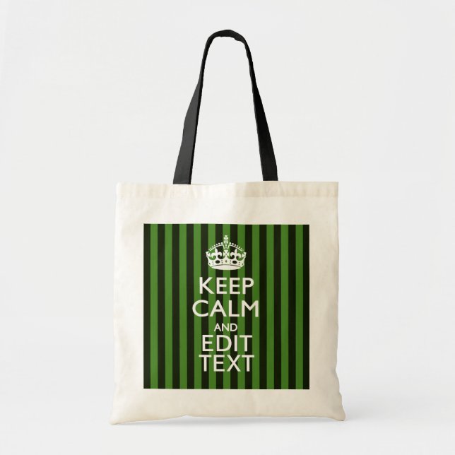 Bolso De Tela Las Rayas Verdes Personalizadas Mantienen Tranquil (Frente)