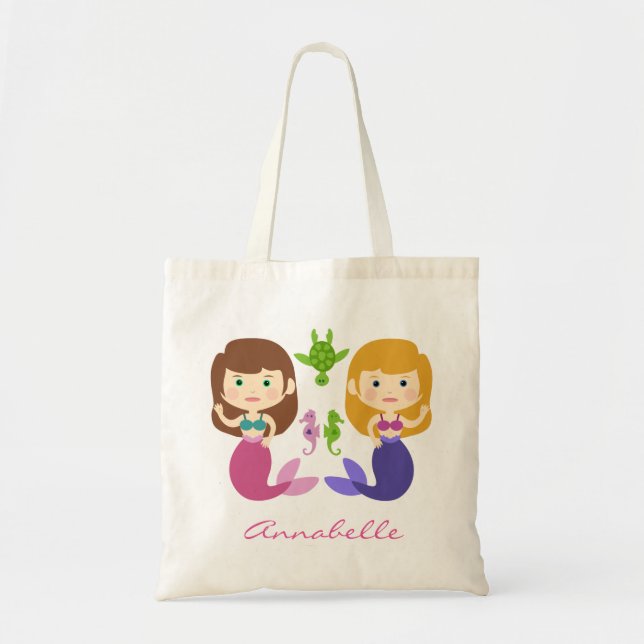 Bolso De Tela Las sirenas gemelas personalizan (Frente)