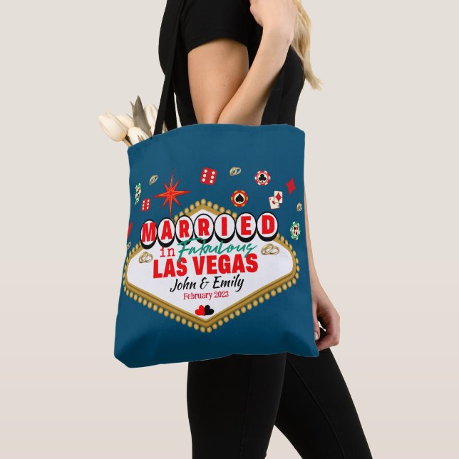 Bolso De Tela Las Vegas: Pareja casada con vacaciones en Nevada (Detalle)