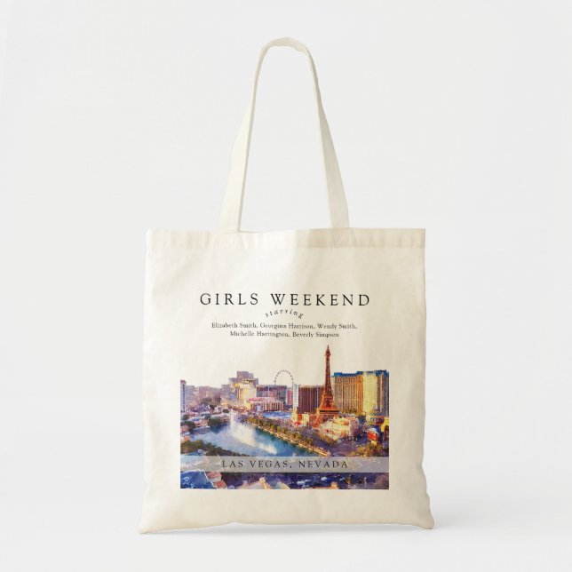 Bolso De Tela Las Vegas Skyline Watercolor Girls Weekend (Frente)