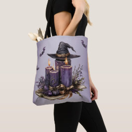 Bolso De Tela Las velas púrpuras de Halloween dan miedo