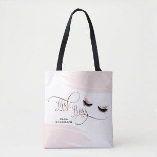 Bolso De Tela Lash Boss Makeup Eyebrow Ojos Lazas Rosa Oro