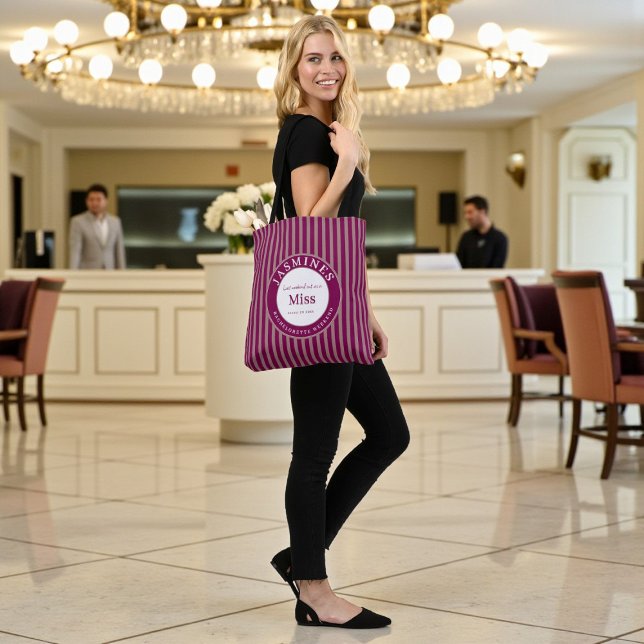 Bolso De Tela Last Weekend Out Miss Burgundy Taupe Stripes  (Subido por el creador)