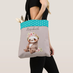 Bolso De Tela Lástima agregar nombre polka puntos turquesa