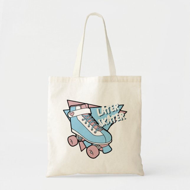 Bolso De Tela Later Skater Pastel Pink Blue Cartoon Rollerskate (Frente)
