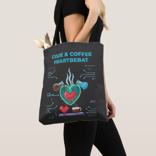 Bolso De Tela Latido de Código y Café Geek divertido programad