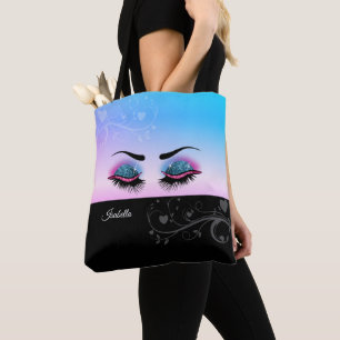 Bolso De Tela Latigazos bonitos - rosa y purpurina azul