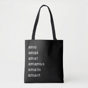 Bolso De Tela Latín Tote Bag, Amo amas amat 