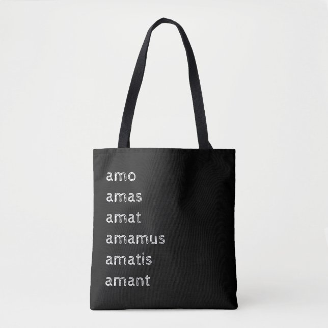 Bolso De Tela Latín Tote Bag, Amo amas amat  (Anverso)