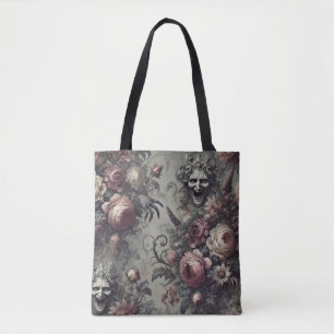 Bolso De Tela Laugh Lines - Barroco floral gótico grotesco