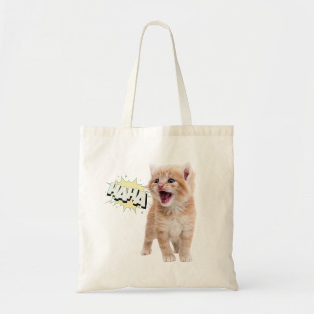 Bolso De Tela Laughing Kitten (Frente)