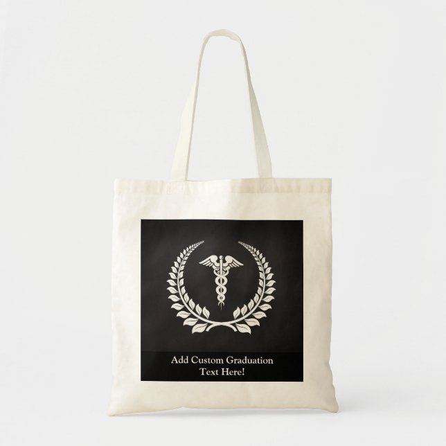 Bolso De Tela Laurel médico del caduceo (Frente)