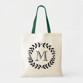 Bolso De Tela Laurel Wreath Greenery Elegant Moderno Monogramado