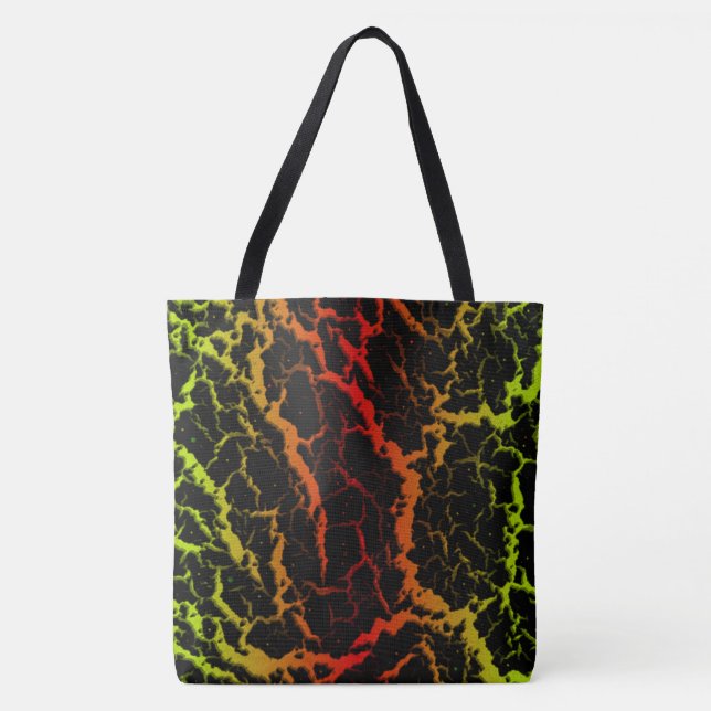 Bolso De Tela Lava Espacial Agrietada - Lima/Rojo (Anverso)