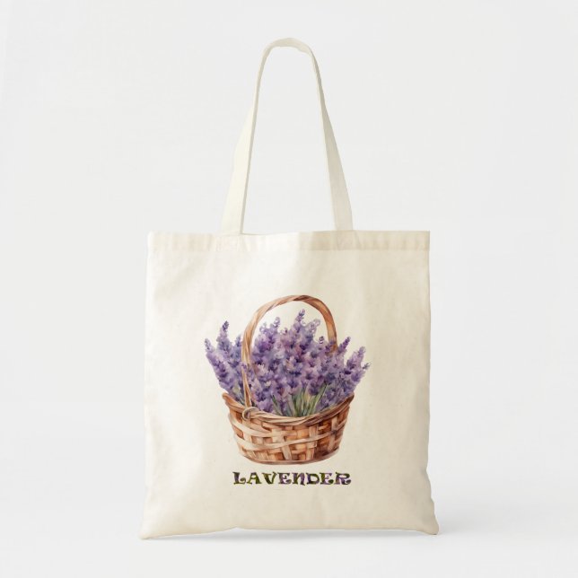Bolso De Tela Lavanda acuarela (Frente)