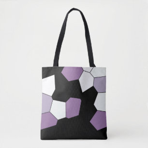 Bolso De Tela Lavanda elegante Patrón blanco morado negro
