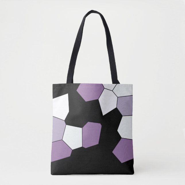 Bolso De Tela Lavanda elegante Patrón blanco morado negro (Anverso)