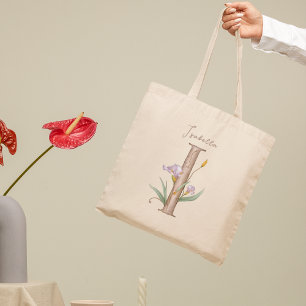 Bolso De Tela Lavanda Iris 'I' Monograma Botánico Nombre persona