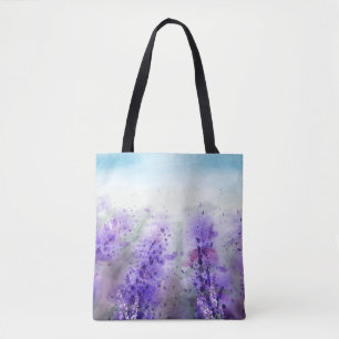 Bolso De Tela Lavanda provenzal: Campo acuarela de época