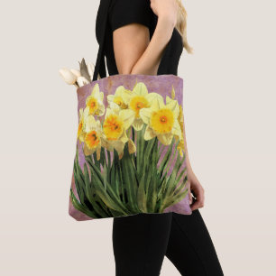Bolso De Tela Lavanda rústica de los narcisos amarillos de la