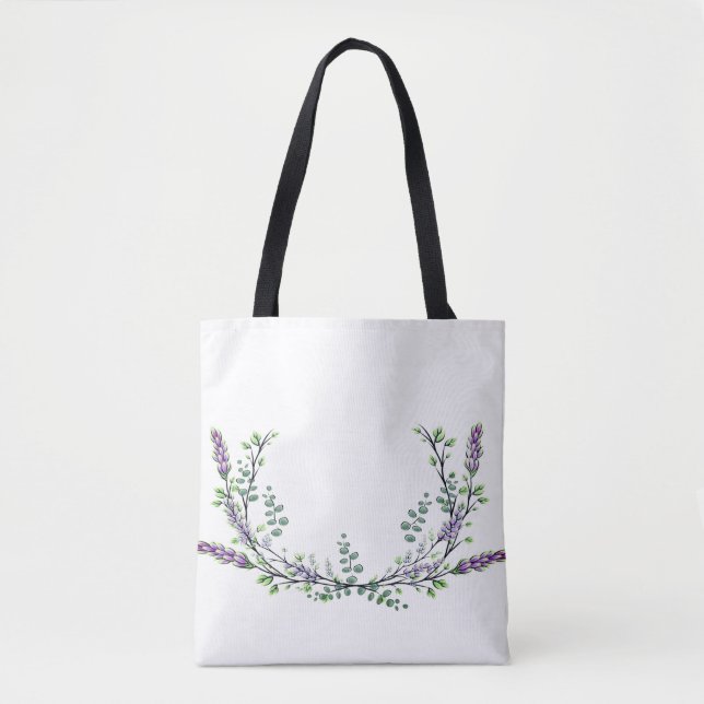 Bolso De Tela Lavanda y Eucalipto (Anverso)