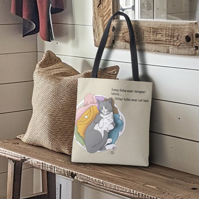 Bolso De Tela Lavandería de pelo de gato blanco grisáceo (Subido por el creador)
