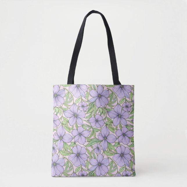 Bolso De Tela Lavender Bloom Floral Tote Bag (Anverso)