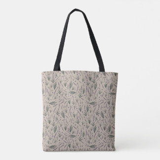 Bolso De Tela Lavender Botanical Pattern Tote Bag