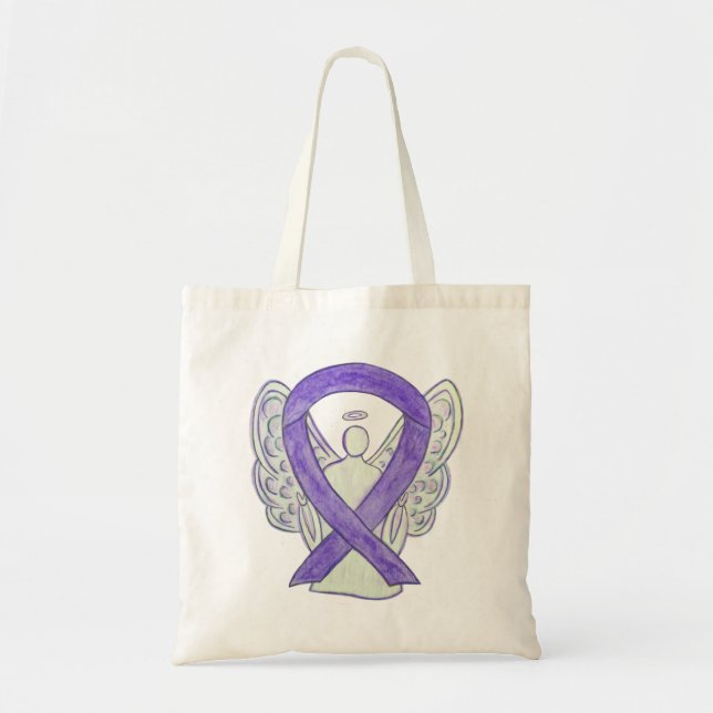 Bolso De Tela Lavender Cinta de Conciencia Púrpura Personalizado (Frente)