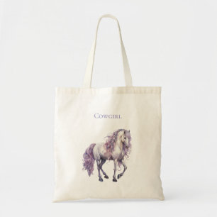 Bolso De Tela Lavender White Floral Horario Cowgirl