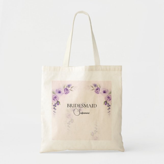 Bolso De Tela Lavender y Rosa Personalizado del partido Bridal d (Frente)