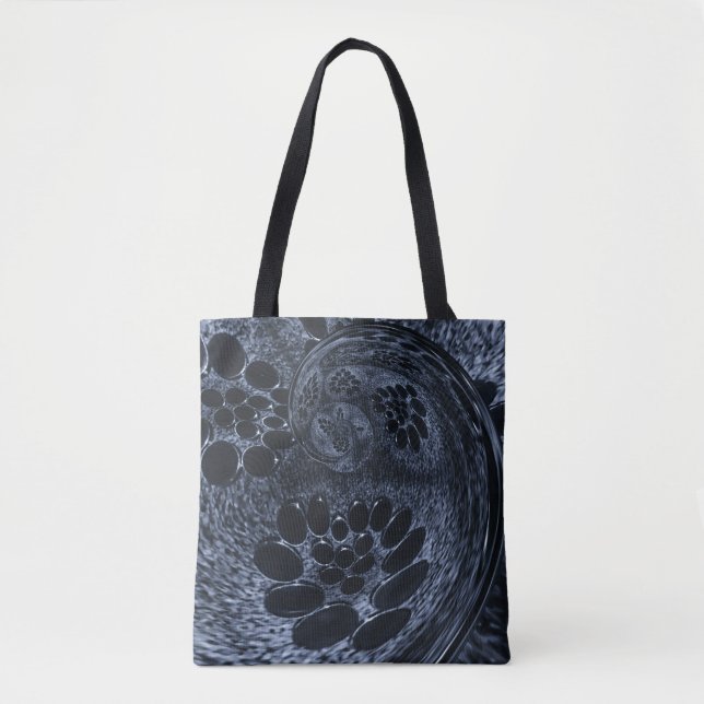 Bolso De Tela LavishlyOn Blue Denim Paisley Swirl Bubble (Anverso)