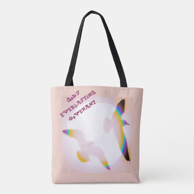 Bolso De Tela LavishlyOn Rainbow Birds Sun Sky (Reverso)