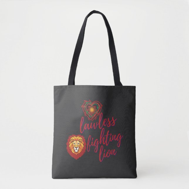 Bolso De Tela Lawless fighting lion (Anverso)