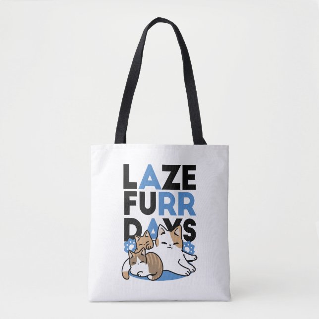 Bolso De Tela Laze Furr Days - Diseño de gatos perezosos (Anverso)