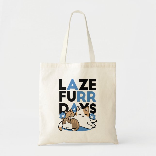 Bolso De Tela Laze Furr Days - Diseño de gatos perezosos (Frente)