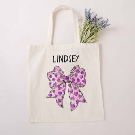 Bolso De Tela Lazo Coqueta Caprichoso Corazones Lavanda y Morado