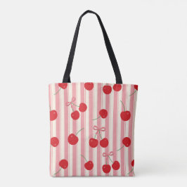 Bolso De Tela Lazo de Cereza a Rayas