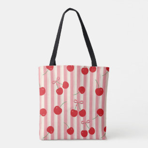 Bolso De Tela Lazo de Cereza a Rayas