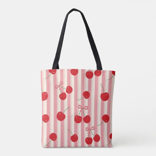 Bolso De Tela Lazo de Cereza a Rayas (Reverso)