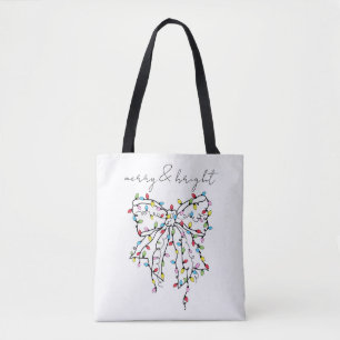Bolso De Tela Lazo de Luces de Navidad Coquette Alegre y Brillan