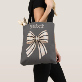 Bolso De Tela Lazo de rayas negras y crema Preppy